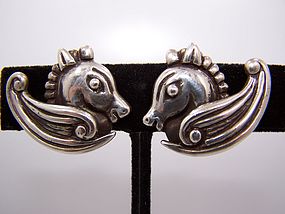 Los Castillo Vintage Mexican Silver Earrings  # 239