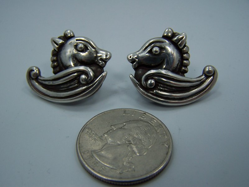 Los Castillo Vintage Mexican Silver Earrings  # 239