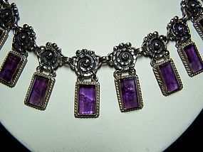 Matl Salas Vintage Mexican Silver Amethyst Necklace