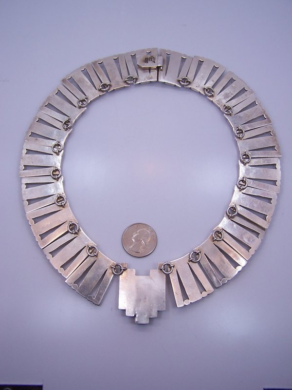 Fred Davis Vintage Mexican Silver Modernist Necklace