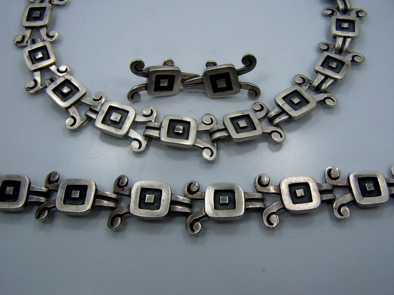 Emma Vintage Mexican Silver  Necklace Bracelet Earrings