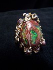 14 kt Gold Mexican Boulder Opal Ring With Pearls