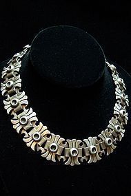Hector Aguilar Vintage Mexican Silver Dimpled Necklace