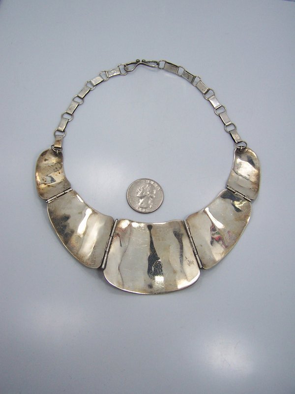 Vintage Mexican Silver Far Fan Storyteller Necklace