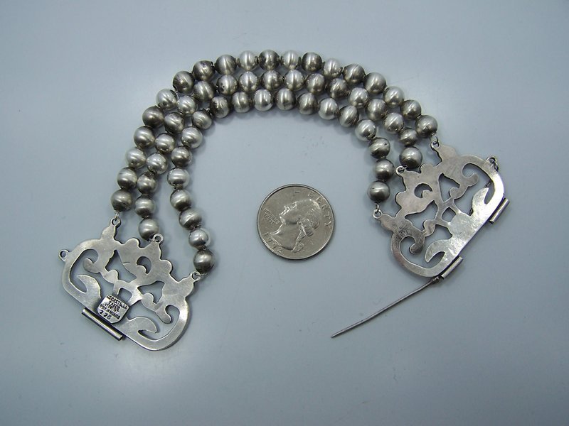 Los Castillo Vintage Mexican Silver Bead Bracelet #228