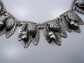 Vintage Mexican Silver Acorn Necklace Magnificent