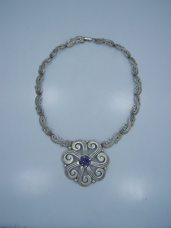 Beto Vintage Mexican Silver Necklace With Stone