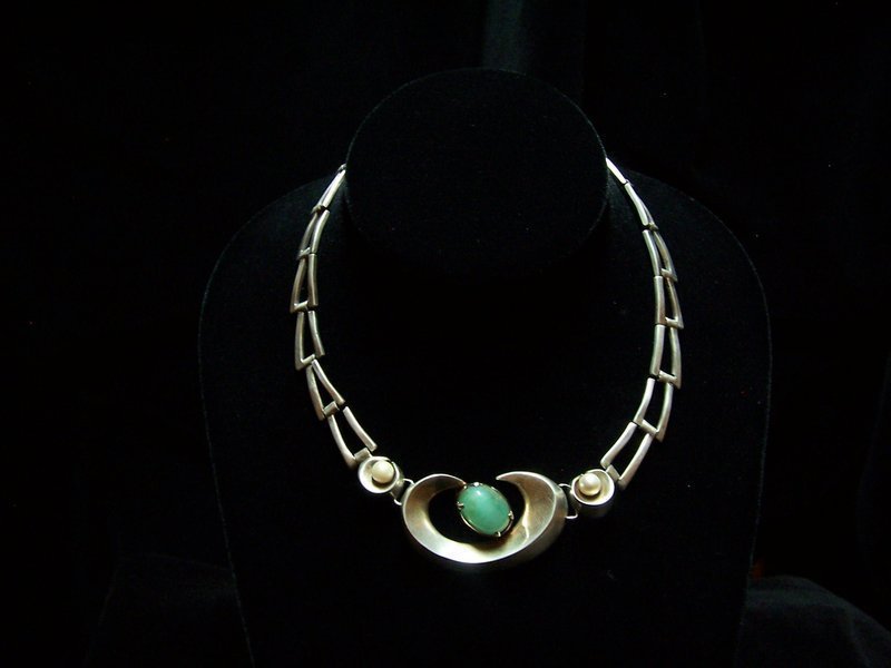 Salvador Teran Vintage Mexican Silver Pearl and Stone