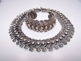 Los Castillo Swirl Vintage Mexican Silver Necklace 263