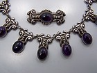 Amethyst Vintage Mexican Silver Necklace and Brooch