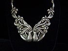 Incredible Vintage Mexican Silver Floral Necklace