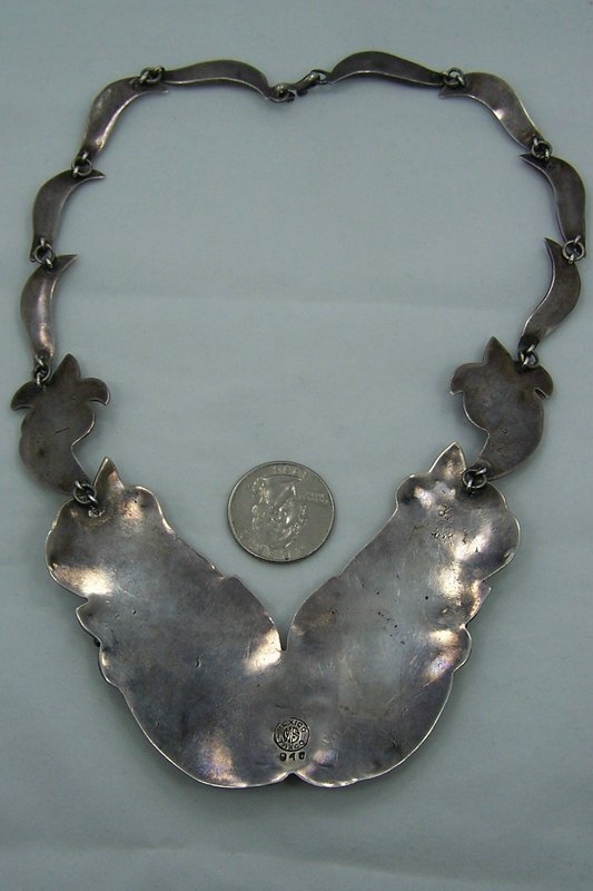 Incredible Vintage Mexican Silver Floral Necklace