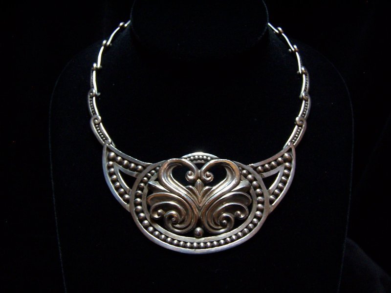 Margot de Taxco Mexican Silver #5291 Swan Necklace