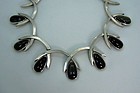 Antonio Pineda Obsidian  Mexican Silver Necklace