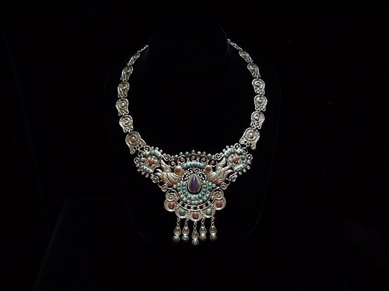Matl Design Mexican Silver Repousse Necklace