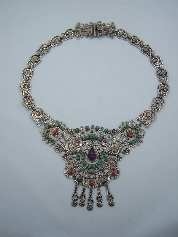 Matl Design Mexican Silver Repousse Necklace
