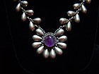 980 Taxco Vintage Mexican Silver Flower Necklace