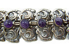 Outstanding Amethyst Mexican Silver Vintage Bracelet