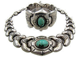 Velasquez Mexican Silver Necklace Bracelet Set