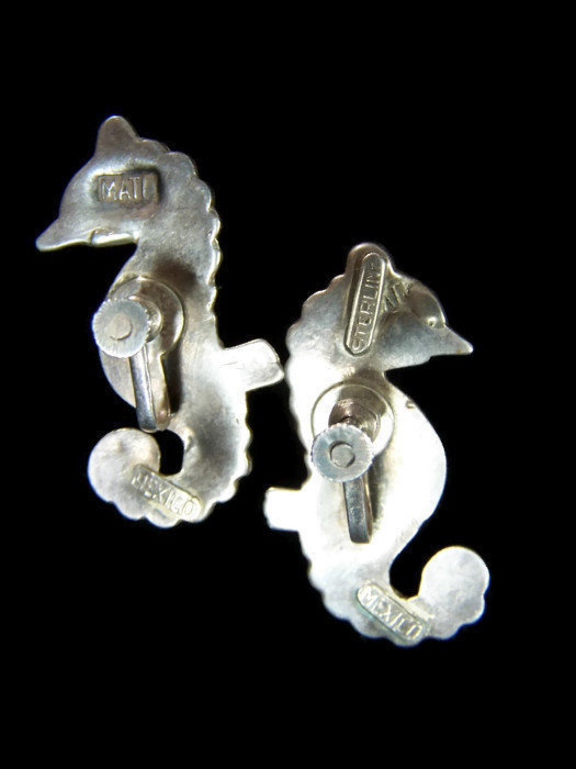 Matl Matilde Poulat Mexican Silver Seahorse Earrings