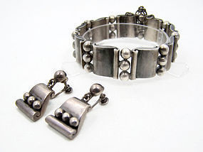 Hector Aguilar Mexican Silver Bracelet & Earrings