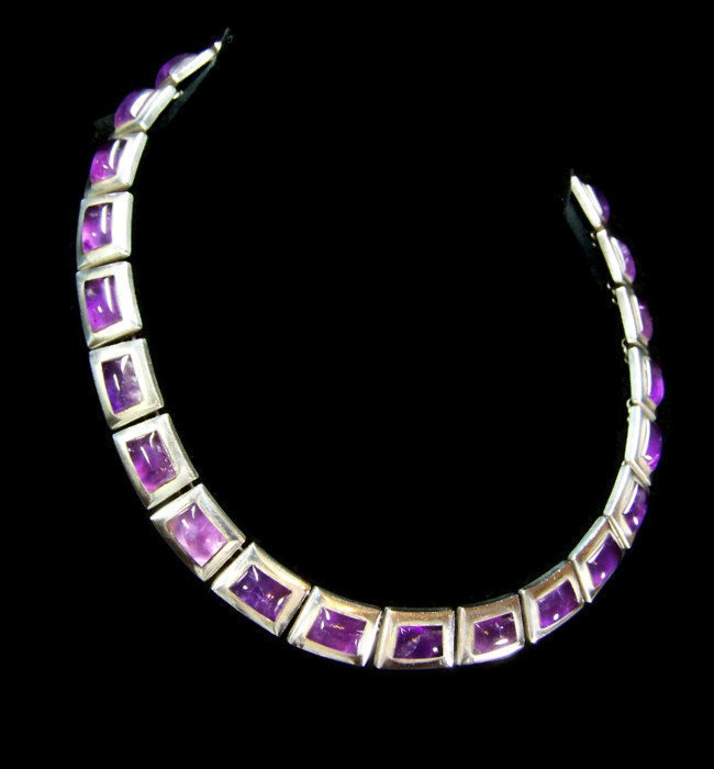 Felipe Martinez  Amethyst Mexican Silver Necklace