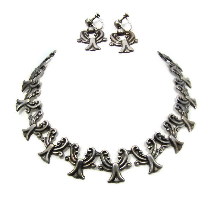 Pedro Castillo  Mexican Silver Bracelet Necklace Er's