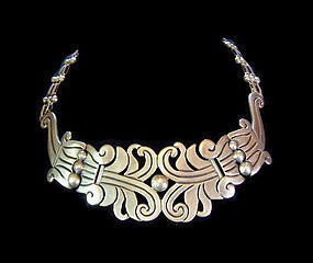 Hector Aguilar 1940's Mexican Silver Maguey Necklace