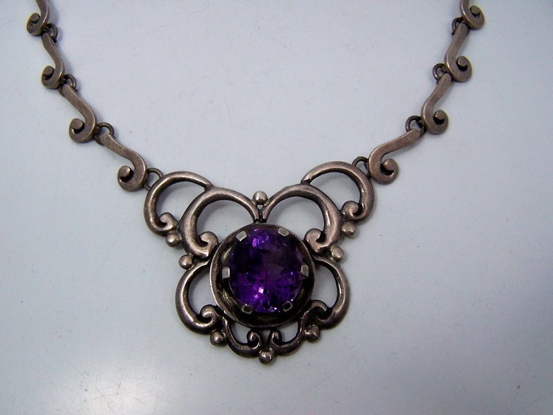 Nestor Vintage Mexican Silver Purple Stone Necklace