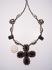 Rafael Melendez Vintage Mexican Silver Cross Onyx Necklace