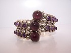 Fantastic Amethyst Vintage Mexican Silver Beaded Bracelet