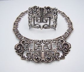 Margot de Taxco 5112 Vintage Mexican Silver Necklace and Bracelet