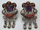 Old Matl Matilde Poulat Vintage Mexican Silver Dangle Earrings