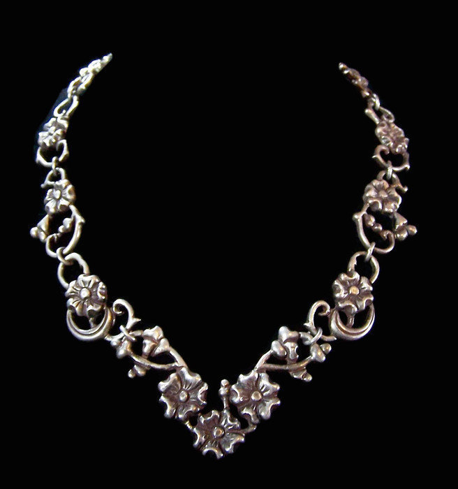 Doris Silver Floral Vintage Mexican Silver Necklace