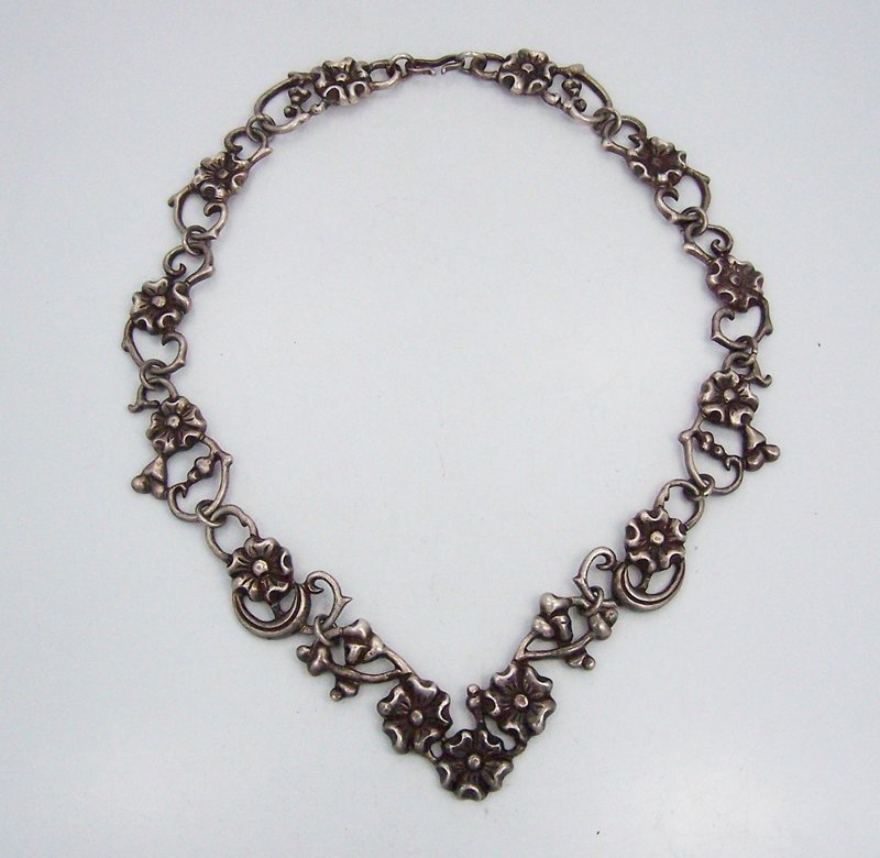 Doris Silver Floral Vintage Mexican Silver Necklace