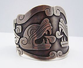 Gerardo Lopez Vintage Mexican Silver Dragon Cuff