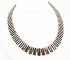 Ledesma Vintage Mexican Silver Bars Necklace And Stone