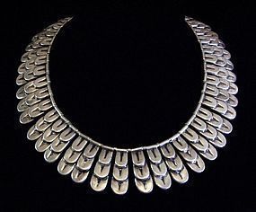 Very Rare Los Castillo Aztec Design 482 Mexican Silver Necklace & Ears
