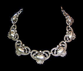 Margot de Taxco # 5213 Vintage Mexican Silver Hearts Necklace