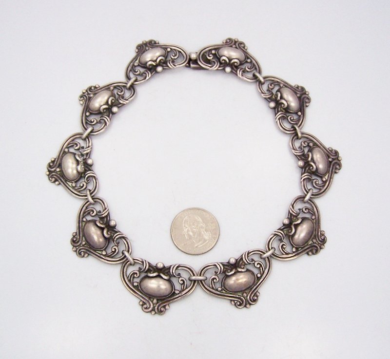 Margot de Taxco # 5213 Vintage Mexican Silver Hearts Necklace