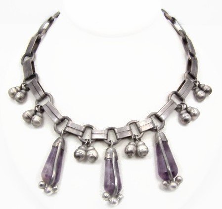 Spratling Amethyst Casa Belles Vintage Mexican Silver Necklace