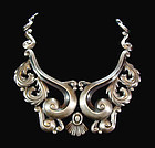 Ornate Gerardo Lopez Mexican Silver Pectoral Necklace