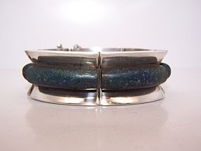 Ledesma Azure Malachite Vintage Mexican Silver Bracelet