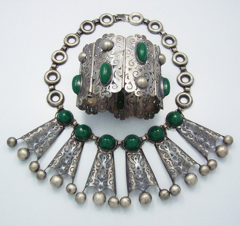 C. Molina For Anton's Vintage Mexican Silver Necklace &amp; Bracelet
