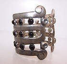 Altamirano  Vintage Mexican Silver Cuff Bracelet Onyx Stones