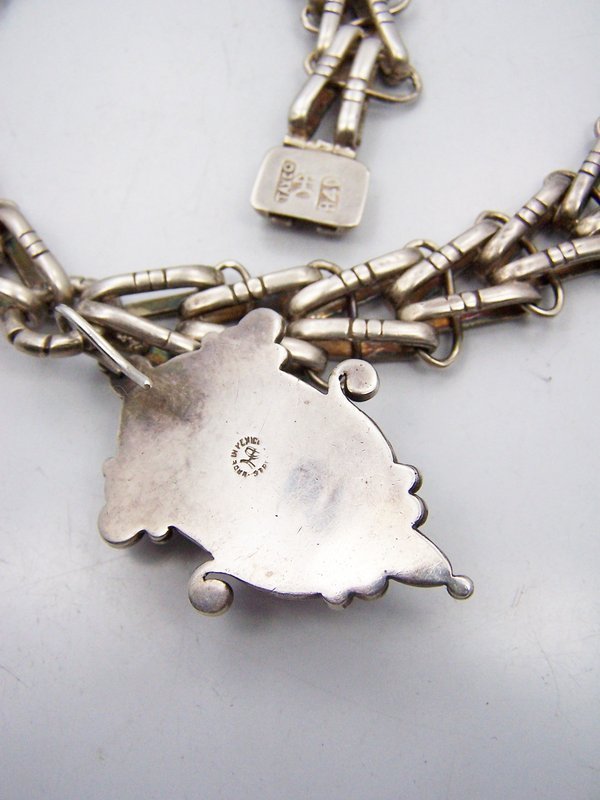 Hector Aguilar V Chain &amp; Drop Vintage Mexican Silver Necklace