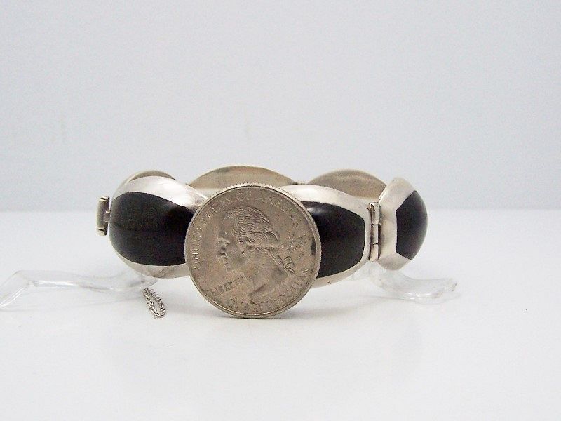 Enrique Ledesma Vintage Mexican Silver Onyx  Bracelet