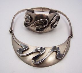 Sigi Pineda Vintage Mexican Silver Wave Bracelet