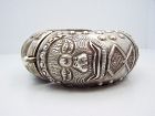 Mexican Silver Giant Bangle Repousse With Carving