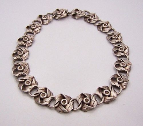 Hector Aguilar Ribbons Vintage Mexican Silver Necklace